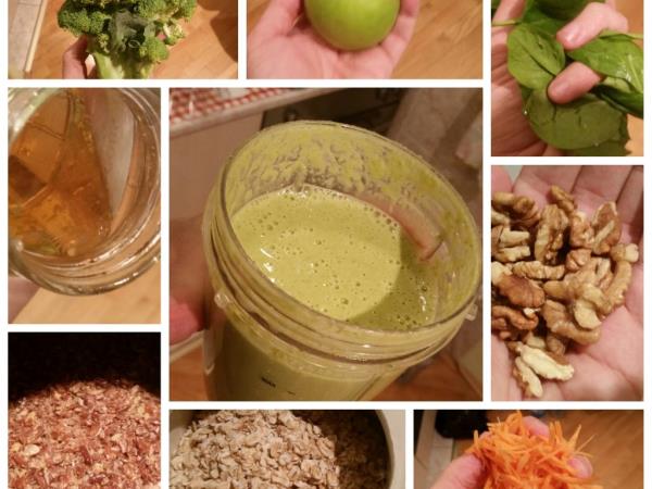 Zdrava zelena večerja iz kozarca